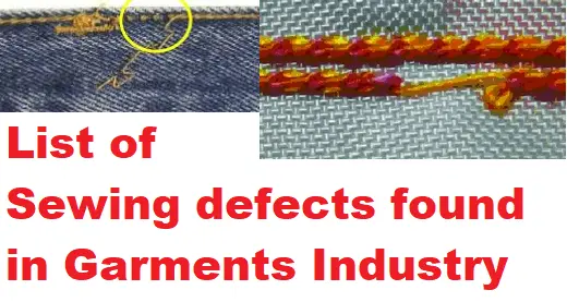 List of Sewing Defects found in Garments Industry