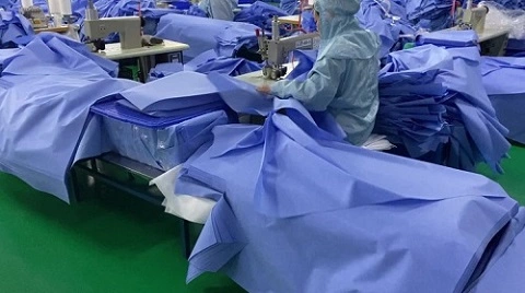 Sewing process of Surgical Gowns Manufacturing