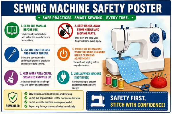Sewing Machine Health and Safety Poster and Precautions