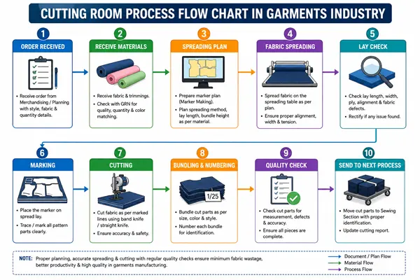 Cutting Room Process Flow Chart in Garments Industry