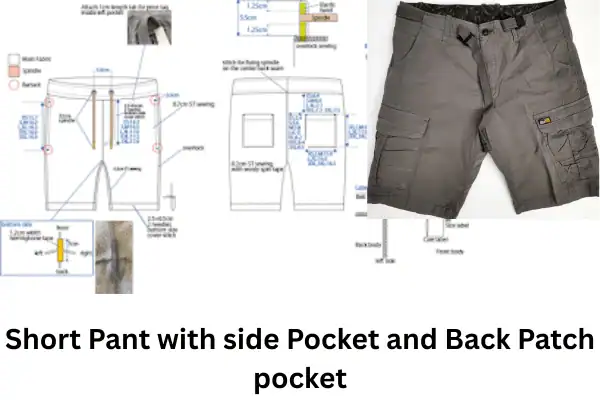 Operation Bulletin, SMV and Layout of Short Pant with Side Pocket & Back patch pocket sewing process