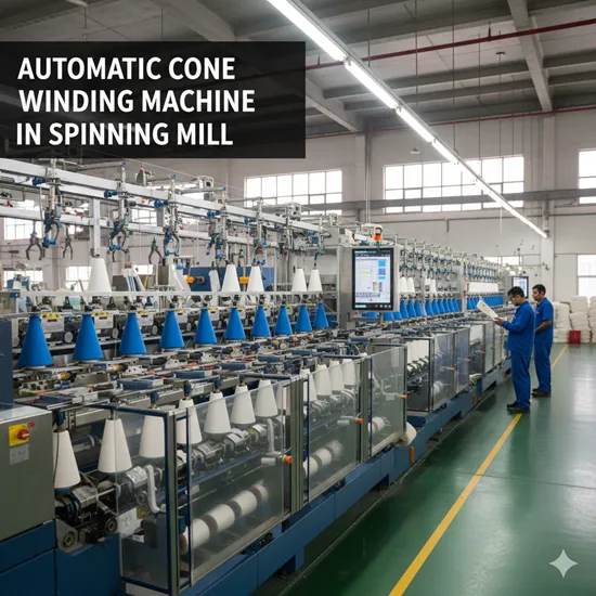 Automatic Cone Winding Machine in Spinning Mill